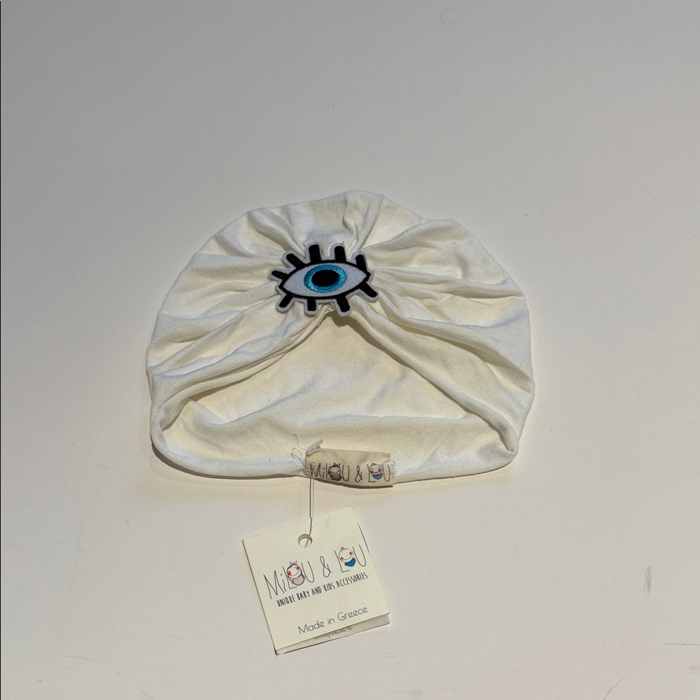 Kids Turban with Evil Eye Embroidery Baby Hat